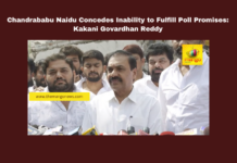 Chandrababu Naidu Concedes Inability to Fulfill Poll Promises: Kakani Govardhan Reddy, Chandrababu Naidu, YSR Congress Party, Kakani Govardhan Reddy, YS Jagan Mohan Reddy, Andhra Pradesh politics, poll promises, state finances, welfare schemes, financial management, wealth creation, Niti Aayog report, Andhra Pradesh, AP Live Updates, AP Politics, Political News, Live Updates, Breaking News, Headlines, Live News, Mango News