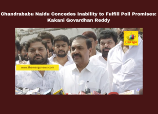 Chandrababu Naidu Concedes Inability to Fulfill Poll Promises: Kakani Govardhan Reddy, Chandrababu Naidu, YSR Congress Party, Kakani Govardhan Reddy, YS Jagan Mohan Reddy, Andhra Pradesh politics, poll promises, state finances, welfare schemes, financial management, wealth creation, Niti Aayog report, Andhra Pradesh, AP Live Updates, AP Politics, Political News, Live Updates, Breaking News, Headlines, Live News, Mango News