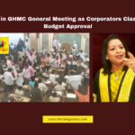 Chaos in GHMC General Meeting as Corporators Clash Over Budget Approval Chaos in GHMC General Meeting as Corporators Clash Over Budget Approval, GHMC Budget 2025-26, Hyderabad Municipal Meeting, GHMC Protests, Telangana Politics, Bharat Corporators Suspended, Hyderabad Civic Issues, BJP Protest, Osmania Hospital Relocation, Goshamahal Stadium, GHMC Mayor Vijayalakshmi, Telangana, TS Live Updates, TS Political News, Political News, Mango News