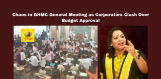 Chaos in GHMC General Meeting as Corporators Clash Over Budget Approval, GHMC Budget 2025-26, Hyderabad Municipal Meeting, GHMC Protests, Telangana Politics, Bharat Corporators Suspended, Hyderabad Civic Issues, BJP Protest, Osmania Hospital Relocation, Goshamahal Stadium, GHMC Mayor Vijayalakshmi, Telangana, TS Live Updates, TS Political News, Political News, Mango News