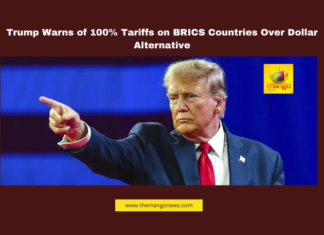 Trump Warns of 100% Tariffs on BRICS Countries Over Dollar Alternative, Donald Trump, BRICS, US Dollar, Tariffs, International Trade, Russia, India, Digital Currency, Global Economy, Vladimir Putin, Trade War, Mango News