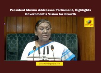 President Murmu Addresses Parliament, Highlights Government's Vision for Growth, Budget Session 2024, President Droupadi Murmu, Maha Kumbh Mela, PM Awas Yojana, Ayushman Bharat, One Nation-One Election, Gaganyaan Mission, India AI Mission, MSME Schemes, Women Empowerment, Mango News