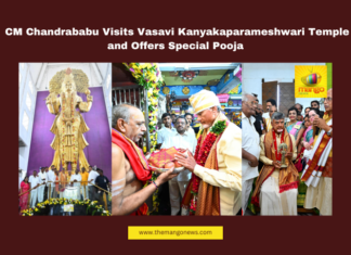 CM Chandrababu Visits Vasavi Kanyakaparameshwari Temple and Offers Special Pooja, Penugonda, Chandrababu Naidu, Vasavi Kanyakaparameshwari Temple, West Godavari, Arya Vaishyas, Silk Clothes Offering, Goddess Vasavi, Public Service, Temple Visit, Swarnandhra 2047, Government Support, Mango News