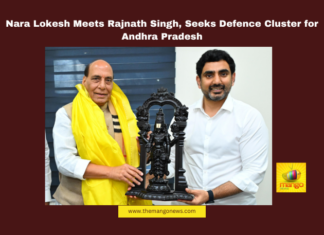 Nara Lokesh Meets Rajnath Singh, Seeks Defence Cluster for Andhra Pradesh, Nara Lokesh, Rajnath Singh, Andhra Pradesh, Defence Cluster, TDP, NDA, Amaravati, Polavaram, Modi Government, Vikasit Bharat, Andhra Pradesh, AP Live Updates, AP Politics, Political News, Live Updates, Breaking News, Headlines, Live News, Mango News