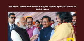 PM Modi Jokes with Pawan Kalyan About Spiritual Attire at Delhi Event, Pawan Kalyan, Narendra Modi, Delhi CM Swearing-in, BJP Alliance, AP Government, Jagan Reddy, Rural Development, Indian Politics, Andhra Pradesh, AP Live Updates, AP Politics, Political News, Live Updates, Breaking News, Headlines, Live News, Mango News