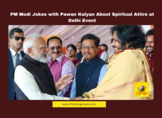 PM Modi Jokes with Pawan Kalyan About Spiritual Attire at Delhi Event, Pawan Kalyan, Narendra Modi, Delhi CM Swearing-in, BJP Alliance, AP Government, Jagan Reddy, Rural Development, Indian Politics, Andhra Pradesh, AP Live Updates, AP Politics, Political News, Live Updates, Breaking News, Headlines, Live News, Mango News