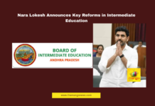 Nara Lokesh education reforms, AP intermediate syllabus change, Andhra Pradesh junior college admissions, AP inter exam schedule, Intermediate Board meeting decisions, Government junior colleges reforms, AP inter curriculum update, Mathematics A-B single subject, Botany Zoology merged subject, M.Bi.PC course approval