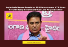 BRS Rajatotsavam 2024, KTR Lagacharla Women Donation, Land Acquisition Controversy Telangana, Revanth Reddy NHRC Criticism, Telangana Human Rights Violation, KTR Criticizes Revanth Government, Telangana Land Disputes, Lagacharla Village News, NHRC Telangana Report, Telangana Political Updates